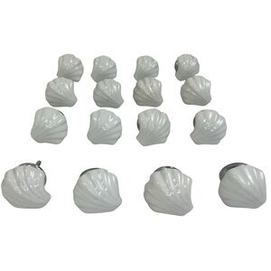 Set of 16 Drawer/Cabinets Pulls Knobs White Ceramic Shell